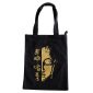 Borsa Nera in 100% cotone con cerniera e tasca interna - 01 - Viso Budda con scritta