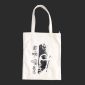 Borsa Bianca in 100% cotone con cerniera e tasca interna - 01 - Viso Budda con scritta