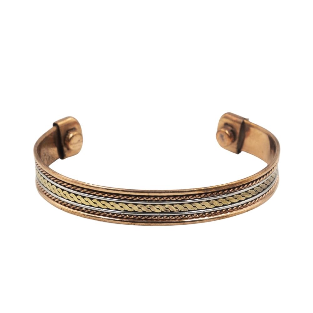 Set Di Bracciale E Anello In Rame Puro Twist - Gioielli Curativi Unisex - Italia