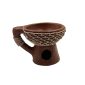 Bruciatore con rattan e manico in terracotta per resine in grani - Marrone