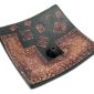 Bruciatore quadrato con decorazioni in guscio d'uovo in terracotta per incenso a bastoncino - Nero