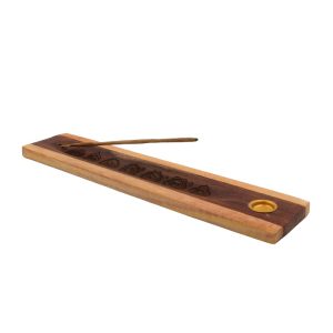 Bruciatore rettangolare 7 Chakra in legno Sheesham e Ottone per incensi a bastoncino - immagine 1