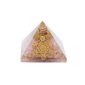 Piramide Orgonite "Quarzo Rosa" in resina con Rame, Ottone e Pietre Dure