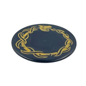 Set di 4 portaincensi tondi in pietra saponaria nera con soggetto Esoterico - immagine 5