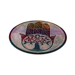 Set di 4 portaincensi tondi in pietra saponaria multicolore - Mano di Fatima con 4 soggetti - immagine 5