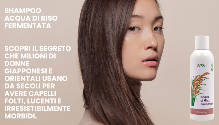 Acqua di riso fermentata shampoo teos cosmetica banner